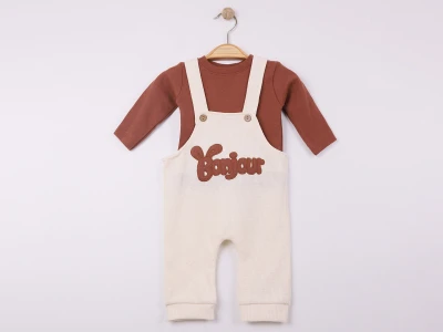 Bonjour Baskılı Kız Bebe İkili Salopet