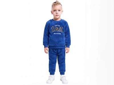 Toptan LİZARD Born To Be Nakışlı Well Soft Peluş Erkek Takım  LACİVERT - Beniz Bebe