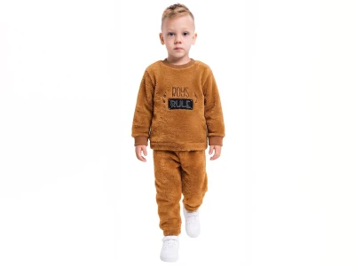 Toptan LİZARD Boys Rule Nakışlı Well Soft Peluş Erkek Takım - Toptan Çocuk Giyim Beniz Kids