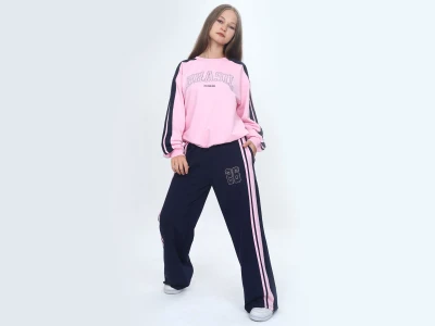 Toptan VIZVIZ Brasil Baskılı 2 İp Kız Takım  PEMBE - Beniz Bebe