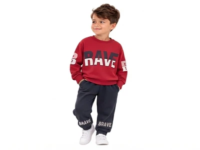 Toptan BICIR KİDS Brave Baskılı Erkek Takım - Toptan Çocuk Giyim Beniz Kids