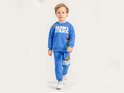 Toptan HARBY Brawl Star Baskılı Şardonlu 3 İp Erkek Takım - Toptan Çocuk Giyim Beniz Kids