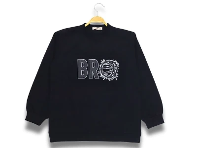 Toptan DIGIDIK KİDS Bro Baskılı 2 İp Erkek Sweat  SİYAH - Beniz Bebe
