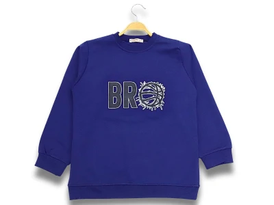 Toptan DIGIDIK KİDS Bro Baskılı 2 İp Erkek Sweat  İNDİGO - Beniz Bebe