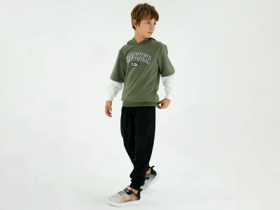 Toptan BICIR KİDS Brooklyn Baskılı Erkek Bebe Takım  YEŞİL - Beniz Bebe