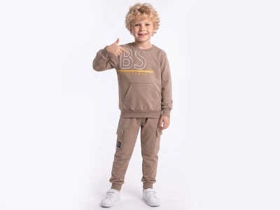 Toptan YAVRUCAK LİFE 2 Bs Baskılı Kanguru Cepli Erkek Takım  - Toptan Çocuk Giyim Beniz Kids
