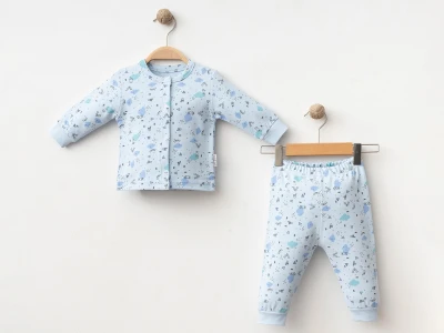 Bulut Desenli Kız Bebe Pijama Takım