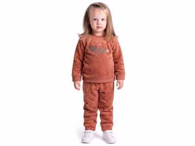 Toptan LİZARD Bunny Nakışlı Well Soft Peluş Kız Takım  KOYUKAHVE - Beniz Bebe