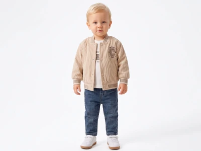 Toptan CANÖZ C Nakışlı Ceketli Üçlü Erkek Takım - Toptan Çocuk Giyim Beniz Kids
