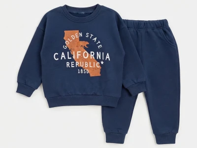 Toptan VOVİDO California Baskılı Erkek Takım LACİVERT - Beniz Bebe