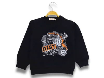 Toptan DIGIDIK KİDS Canavar Kamyon Baskılı 2 İp Erkek Sweat  - Toptan Çocuk Giyim Beniz Kids
