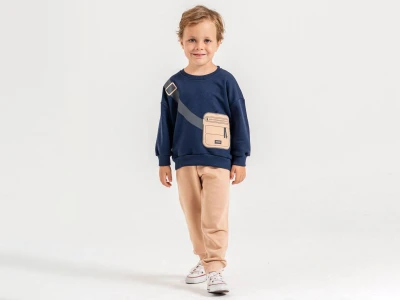 Toptan HARBY Çanta Baskılı 3 İp Şardonsuz Erkek Takım  - Toptan Çocuk Giyim Beniz Kids