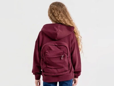 Toptan ÖZ BEBE Çanta Nakışlı Kız Sweat  MÜRDÜM - Beniz Bebe