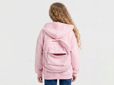 Toptan ÖZ BEBE Çanta Nakışlı Kız Sweat  PEMBE - Beniz Bebe