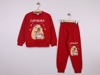 Capybara Baskılı Kız Takım 2ip Şardonlu