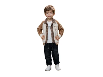 Toptan JUNİOR CLASS Ceket Gömlek 4'lü Erkek Çocuk Takım Brown - Beniz Bebe