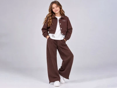 Toptan ÖZ BEBE Ceketli 3 İp Şardonlu 3'lü Kız Çocuk Takım - Toptan Çocuk Giyim Beniz Kids