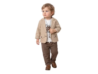 Toptan ORYEDA Ceketli 3'lü Erkek Bebek Takım - Toptan Çocuk Giyim Beniz Kids