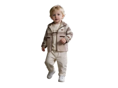 Toptan JUNİOR CLASS Ceketli 3'lü Erkek Bebek Takım - Toptan Çocuk Giyim Beniz Kids