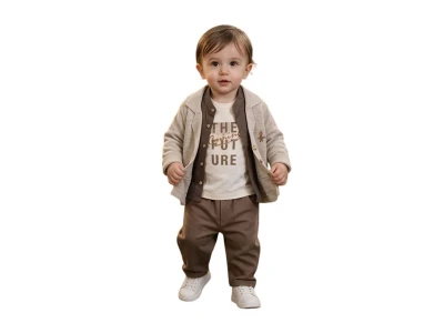 Toptan JUNİOR CLASS Ceketli 3'lü Erkek Bebek Takım - Toptan Çocuk Giyim Beniz Kids