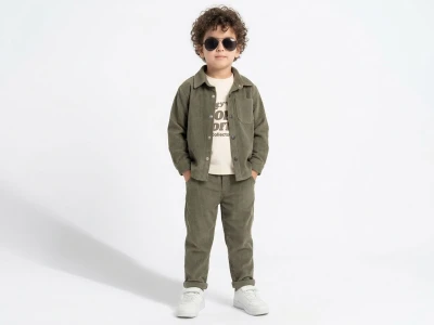 Toptan WEENY KİDS Ceketli 3'lü Erkek Çocuk Takım HAKİ - Beniz Bebe