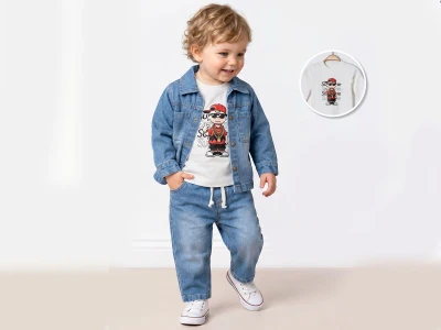 Toptan ORYEDA Ceketli Üçlü Erkek Bebek Kot Takım - Toptan Çocuk Giyim Beniz Kids