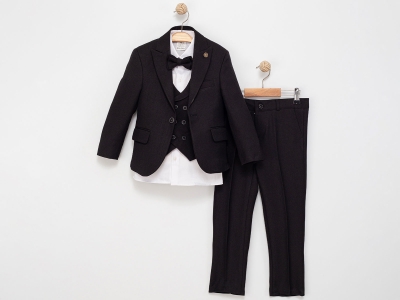 Ceketli Yelekli Papyonlu Dörtlü Erkek Takım