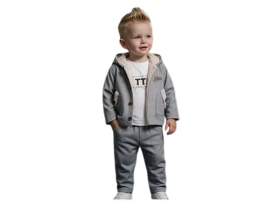 Toptan JUNİOR CLASS Cep Detay Montlu 3'lü Erkek Bebek Takım - Toptan Çocuk Giyim Beniz Kids