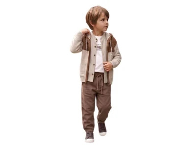 Toptan JUNİOR CLASS Cep Detaylı 4'lü Erkek Çocuk Takım Brown - Beniz Bebe