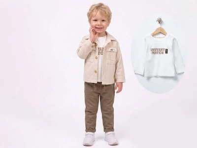 Cepli Düğmeli Ceketli Erkek Bebe Üçlü Takım 