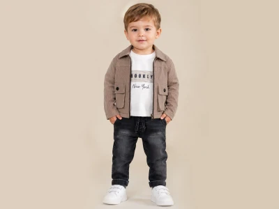 Toptan NOWA Cepli Düğmeli Ceketli Erkek Bebe Üçlü Takım  - Toptan Çocuk Giyim Beniz Kids