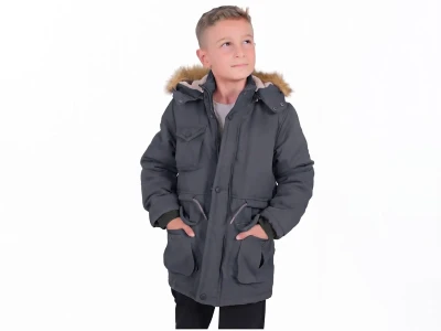 Toptan ROBİN Cepli Fermuarlı Tüy Detaylı Kapşonlu Erkek Mont Копченый - Beniz Bebe
