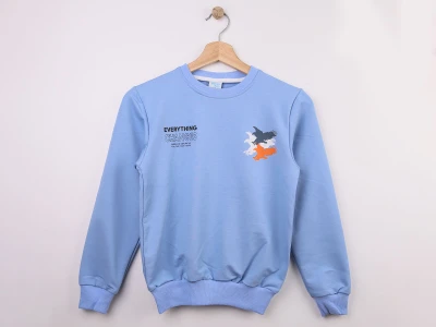 Toptan WENGE KİDS Changes Baskılı Erkek Sweat  AÇIKMAVİ - Beniz Bebe