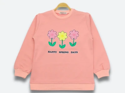 Toptan DIGIDIK KİDS Çiçek Baskılı 2 İp Kız Sweat  - Toptan Çocuk Giyim Beniz Kids