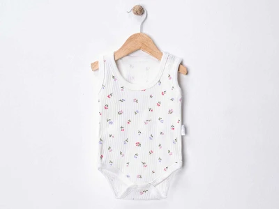 Çiçek Baskılı Bebe Çıtçıtlı Badi