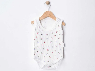 Çiçek Baskılı Bebe Çıtçıtlı Badi