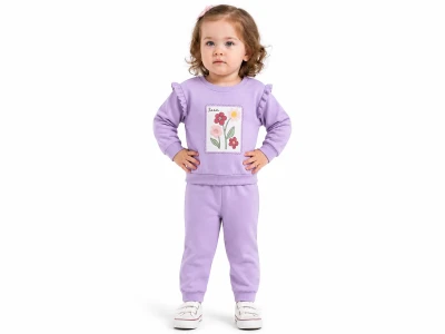 Toptan ÇITIR KİDS Çiçek Baskılı Fırfır Detaylı Kız Bebe Takım  - Toptan Çocuk Giyim Beniz Kids