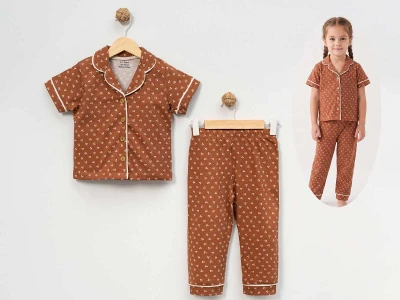 Çiçek Baskılı Kız Bebe Pijama Takım 
