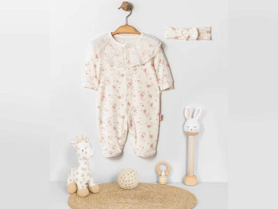 Çiçek Baskılı Kız Bebe Tulum 