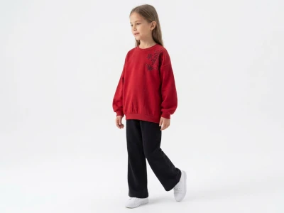 Toptan VOVİDO Çiçek Baskılı Şardonlu 3 İp Kız Takım - Toptan Çocuk Giyim Beniz Kids