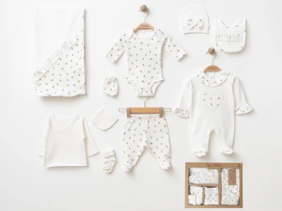 Toptan COŞAY BABY Çiçek Desenli Kız Bebe Hastane Çıkışı 10'lu Set - Toptan Çocuk Giyim Beniz Kids
