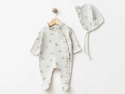 Çiçek Desenli Kız Bebe Tulum