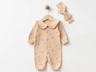 Çiçek Desenli Kız Bebe Tulum