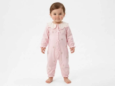 Çiçek Desenli Kız Bebe Tulum 