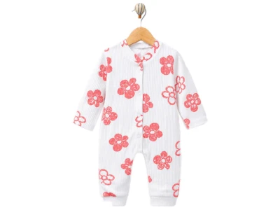Toptan SÜPERMİNİ  Çiçek Desenli Kız Bebe Tulum  - Toptan Çocuk Giyim Beniz Kids