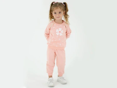 Toptan BICIR KİDS Çiçek Desenli Kız Takım SOMON - Beniz Bebe