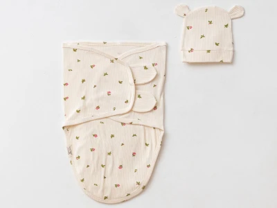 Toptan COŞAY BABY Çiçek Desenli Şapkalı Kız Bebe Kundak  - Toptan Çocuk Giyim Beniz Kids