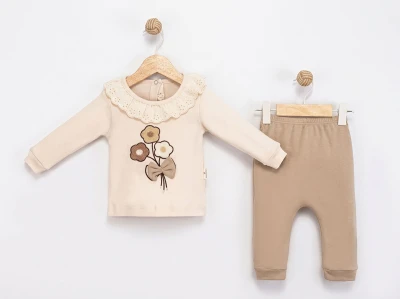 Toptan MİNİMAİ Çicek Detaylı Kız Bebek Takım - Toptan Çocuk Giyim Beniz Kids