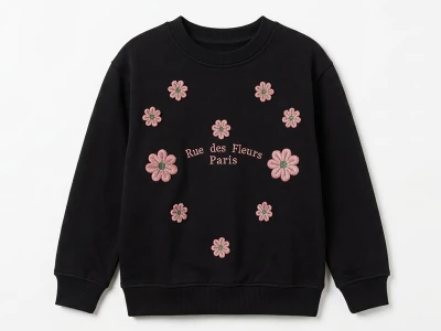 Toptan İ-CAN Çiçek Detaylı Kız Sweat - Toptan Çocuk Giyim Beniz Kids