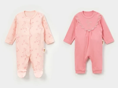 Toptan VOVİDO Çiçek Nakışlı Bebek Tulum İkili Set Model-3 - Beniz Bebe
